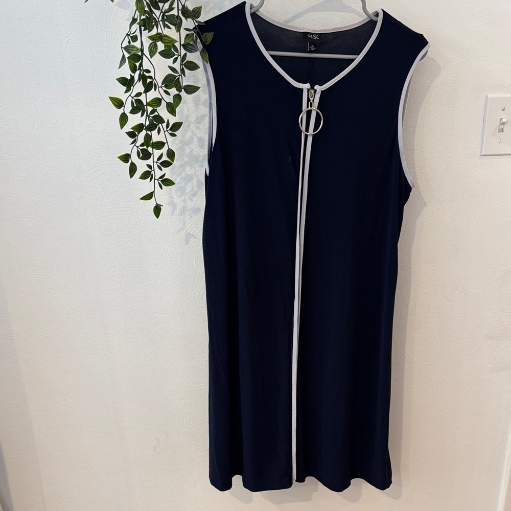 MSK Dark Blue Dress with Light Gray Accents